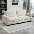 HOMCOM - Canapé 3 places avec coussin à ressorts et porte-gobelet pour chambre - blanc crème-Le tissu doux en velours côtelé offre durabilité et confort 