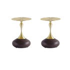Manhattan Comfort - Lot de 2 tables d’appoint Patchin 40 cm modernes - Marron et doré-Table d’appoint moderne - Lot de 2 pour salon