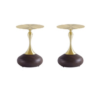 Manhattan Comfort - Lot de 2 tables d’appoint Patchin 40 cm modernes - Marron et doré-Table d’appoint moderne - Lot de 2 pour salon