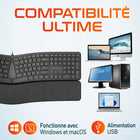 Delton - Clavier ergonomique KB250, noir-Conçu avec une courbe douce, ce clavier favorise une position plus naturelle des mains, réduisant ainsi la tension au niveau des poignets et améliorant le confort lors d'une utilisation prolongée
