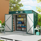 Outsunny - remise de jardin extérieure 8 x 4 pi - vert-Abri à vélos en métal adapté à de nombreux outils, équipements et vêtements d’extérieur
