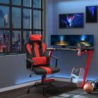 HOMCOM - Chaise de jeu de bureau à haut dossier style voiture de course pivotante avec soutien lombaire - rouge-Pivotement à 360 degrés pour une grande facilité d’usage