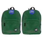 BAZIC Products - Sac à dos classique 17 po vert, paquet de 2-Un grand compartiment principal et un petit compartiment avant avec fermeture à glissière