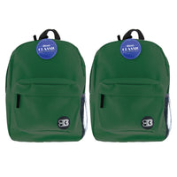 BAZIC Products - Sac à dos classique 17 po vert, paquet de 2-Un grand compartiment principal et un petit compartiment avant avec fermeture à glissière