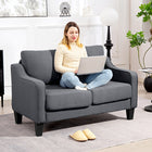 HOMCOM - Canapé loveseat avec ressorts ensachés - gris charbon-Structure à panneaux multicouches pour un soutien durable 