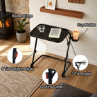 Homy Casa - Table pliante à hauteur réglable avec plateau inclinable et porte-gobelet, noire-Dimensions du plateau : 18,9 po L x 13,78 po P