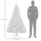 HOMCOM - Sapin de Noël artificiel illuminé de 1 - 8 m avec éclairage LED - blanc-Structure de branche équilibrée pour accrocher ornements 