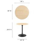Modway - Lippa Rond de 28 po Bois Table à manger, Noir Naturel-Placage en grain de bois et plateau de table en MDF