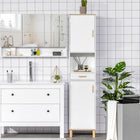 Kleankin - Armoire de rangement de salle de bain haute et mince avec étagère ajustable - blanc-Fabriquée en panneau de particules de grade P2 avec une surface peinte pour une utilisation à long terme   