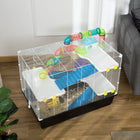 PawHut - Cage pour hamster 31 po L avec système de tubes tunnels - Noir-Fil d'acier pour une bonne ventilation et poignées supérieures pour une prise facile