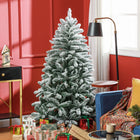 HOMCOM - Sapin de Noël Artificiel Flocké de 5 pieds avec Support Métallique - Branches Articulées-La construction à charnière permet un dépliage automatique des branches et une conception en sections pour une installation rapide  