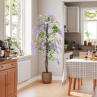HOMCOM - Arbre de glycine artificiel 5,9 pi avec bois naturel - violet-Matériau : PP, bois massif, ciment 