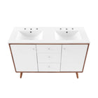 Modway - Transmit Double évier 48" Vanette de salle de bain - Blanc noyer-9