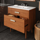 Modway - Cassia 36" Bois de teck Armoire de toilette de salle de bain (lavabo non inclus) - Naturel-Découpe de plomberie