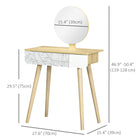 HOMCOM - Coiffeuse avec miroir - 27,6 po L x 15,4 po l x 50,4 po H - chêne, blanc-Une bande anti-basculement est conçue pour garder la coiffeuse stable et sécurisée 