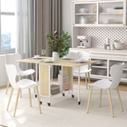 HOMCOM - Table à manger pliante à roulettes 51 po avec plateau rabattable et étagère de rangement pour 6 personnes - bois naturel-6 roulettes pour un déplacement facile 6 avec freins pour plus de stabilité 