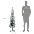 HOMCOM - Arbre de Noël artificiel fin floqué de neige artificielle 5pi-L'arbre en forme fine est peu encombrant 