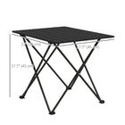 Outsunny - Table de camping pliante 22 po pour camping, pique-nique, randonnée, barbecue, pêche, noir-Les pieds croisés offrent une meilleure stabilité sur les terrains irréguliers  