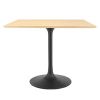 Modway - Lippa 36 po Carré Bois Table à manger, Noir Naturel-Placage de bois