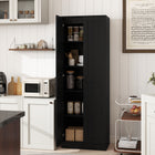 HOMCOM - Armoire de cuisine 5 niveaux avec étagères - noir-Les étagères réglables offrent des options de rangement polyvalentes 