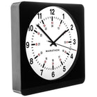 Marathon – Horloge murale surdimensionnée analogique avec veilleuse auto, boîtier noir, cadran blanc-La veilleuse s'allume automatiquement lorsque les lumières sont éteintes (panneau solaire pour la détection de nuit)