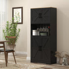HOMCOM - Armoire de cuisine avec plan de travail pour micro-ondes - noir-Grand plan de travail ouvert pour des appareils comme un micro-ondes ou une cafetière 