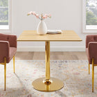 Modway - Verne 35 po Carré Table à manger, Or Naturel-Plateau en MDF