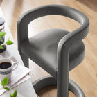 Modway - Winslow Performance Velvet Tabouret de comptoir - Storm Gray-Repose-pieds en acier inoxydable