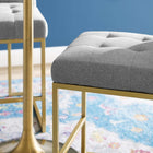 Modway - Privy Acier inoxydable doré Tissu rembourré Tabouret de comptoir - Or gris clair-Touffe élégante de biscuits