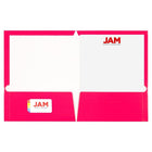 JAM Paper - Chemises de présentation brillantes laminées à deux pochettes - fuchsia rose vif - Paquet de 6-Quantité : 6 dossiers par paquet | Un pour chaque sujet et projet