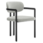 Modway - Elio Tonneau Tissu et métal Chaise à manger - Gris colombe noire-Chaise à manger moderne en tonneau