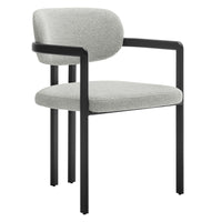 Modway - Elio Tonneau Tissu et métal Chaise à manger - Gris colombe noire-Chaise à manger moderne en tonneau
