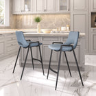Zuo - Desi Tabouret de comptoir - Azure Gris - Ensemble de 2-Assemblage requis