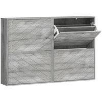 HOMCOM - Armoire à chaussures mince avec 4 tiroirs basculants pour 12 paires - gris-4 tiroirs basculants peuvent contenir jusqu'à 20 paires de chaussures 