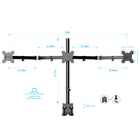 Rocelco – Support de table DM3 à deux articulations pour trois moniteur, 13 po à 27 po, noir-Montage des moniteurs à la verticale ou à l'horizontale
