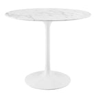 Modway - Lippa Rond de 36 po Faux marbre Table à manger, Blanc-Table à manger moderne