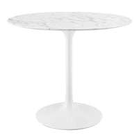 Modway - Lippa Rond de 36 po Faux marbre Table à manger, Blanc-Table à manger moderne