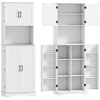 HOMCOM - Armoire de garde-manger haute 71,5 po avec porte-épices - blanc-Deux armoires et un plan de travail spacieux pour un rangement polyvalent 