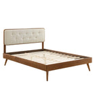 Modway - Bridgette Bois Lit à plateforme complet avec pieds écartés, Noyer beige-Cadre complet de plate-forme