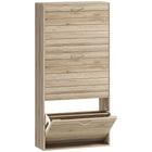 HOMCOM - Armoire à chaussures mince avec 3 tiroirs rabattables pour 12 paires - chêne-3 tiroirs basculants peuvent contenir jusqu'à 12 paires de chaussures 