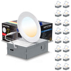 ShoppingAll - Impotek Lumière de plafond encastrée LED 4” 5 CCT avec boîte de jonction - 2700K/3000K/3500K/4000K/5000K - Dimmable IC Classé ETL Étoile d’Énergie 9W 800LM - RCL1-9W4IN (Paquet de 16)-Luminosité exceptionnelle et gradation réglable - Illuminez votre espace avec le summum de la technologie LED. Notre lumière de plafond encastrée offre des lumens supérieurs pour une luminosité inégalée tout en maintenant une efficacité énergétique de seulement 9 watts pour 800 lumens. Profitez d’une gradation fl
