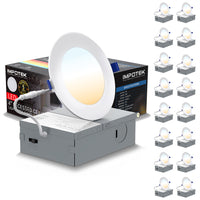 ShoppingAll - Impotek Lumière de plafond encastrée LED 4” 5 CCT avec boîte de jonction - 2700K/3000K/3500K/4000K/5000K - Dimmable IC Classé ETL Étoile d’Énergie 9W 800LM - RCL1-9W4IN (Paquet de 16)-Luminosité exceptionnelle et gradation réglable - Illuminez votre espace avec le summum de la technologie LED. Notre lumière de plafond encastrée offre des lumens supérieurs pour une luminosité inégalée tout en maintenant une efficacité énergétique de seulement 9 watts pour 800 lumens. Profitez d’une gradation fl