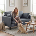 HOMCOM - Canapé 55 po deux places avec coussin à ressorts - gris foncé-Couleur : gris foncé 