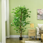 HOMCOM - Arbre artificiel ficus 6 pi pour décoration intérieure - vert-Matériau : PEVA, Métal 