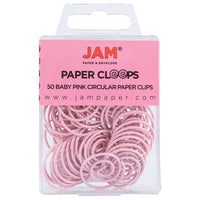 JAM Paper - Trombones circulaires - trombones ronds - rose pastel - paquet de 50-Couleur : Rose clair bébé / Rose tendre Papercloops