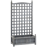 Outsunny - Jardin surélevé avec treillis pour plantes grimpantes - gris-Le cadre en treillis permet de placer des plantes grimpantes ou de suspendre de petits pots de fleurs
