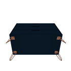 Manhattan Comfort - Rockefeller commode 3 tiroirs de 89,56 cm style milieu du siècle, bleu minuit Tatiana, lot de 2-Garantie limitée du fabricant de 30 jours