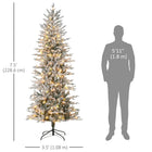 HOMCOM - Arbre de Noël artificiel floqué de 7 pi avec lumières jaune-Il est peu probable que les branches ignifuges et la fausse neige prennent feu ou causent de graves dommages à la maison 