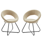 Modway - Nouvelle Tissu rembourré Chaise à manger Ensemble de 2 - Noir beige-Chaises de salle à manger rétro modernes