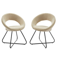 Modway - Nouvelle Tissu rembourré Chaise à manger Ensemble de 2 - Noir beige-Chaises de salle à manger rétro modernes